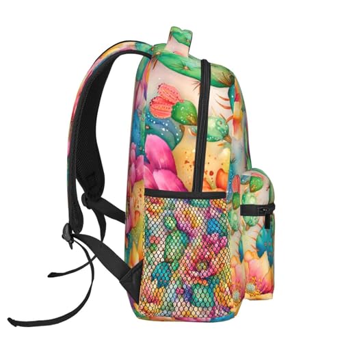 Watercolor Cactus Floral Lightweight Backpack Travel Casual Bags for Women or Men 15.7 Inches3