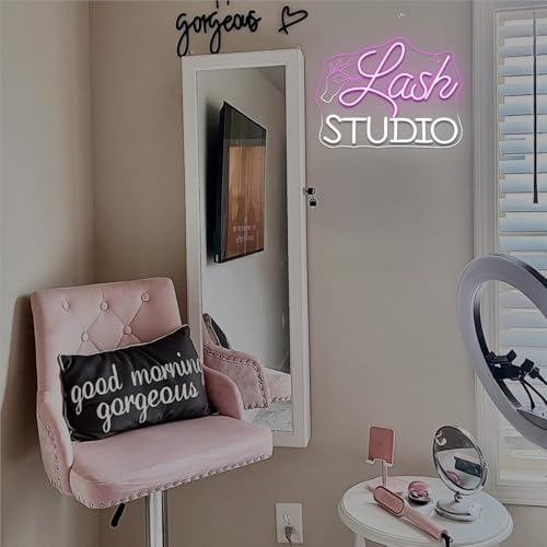 Image of Lash Studio Neon Sign Eyelashes Room Neon Signs Lash Tech Gifts | Lash Neon Sign, Salon Spa, Beauty Makeup Studio, Barber Shop Decoration, Lash Tech Gift for Salon Owners