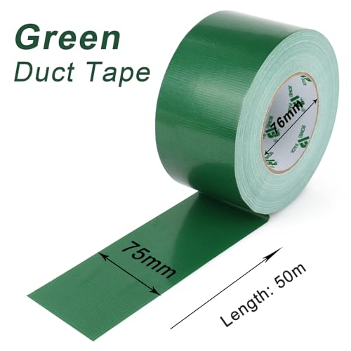BOMEI PACK Green Wide Duct Tape Reinforced 75mm x 50m Waterproof Heavy Duty Cloth Gaffer Tape for Ducts Fixing Repairing,craft DIY,book repair,carpet seaming,Box Sealing,Bundling - Image 2