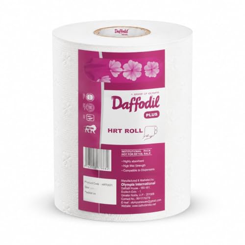 Image of DAFFODIL HRT Jumbo Roll 220m | Premium Hard Roll Towel | Soft, Strong & Highly Absorbent | Long Lasting Commercial Paper | Fits Standard HRT Dispensers | Pack of 1