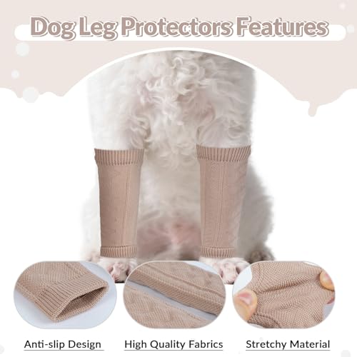 Image of ROZKITCH 4 PCS Dog Front Sleeve to Help Reducing Licking Scratching Elbow | Soft Knitting, Stretchy Fit Sleeves, Helps Reduce Licking, Dog & Cat Friendly, Easy to Wear, Daily Leg Coverage