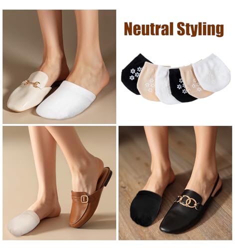 Image of 3 Pairs Toe Topper Socks Women, Lightweight Breathable Half Socks for Women Mules (Black, White, and Pink)