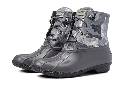 Sperry Women's Saltwater Boot, Metallic Camo Silver, 8 M US