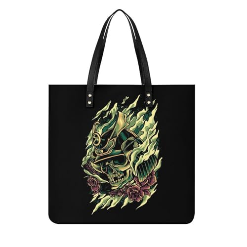 Sac cabas crâne de samouraï japonais : le tote bag femme idéal en voyage et shopping
