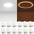 Amico 12 Pack 4 Inch 5CCT LED Recessed Ceiling Light with Night Light, 2700K/3000K/3500K/4000K/5000K Selectable Ultra-Thin Lighting, 10W=90W, 700LM, Dimmable Canless Wafer Downlight - ETL&FCC