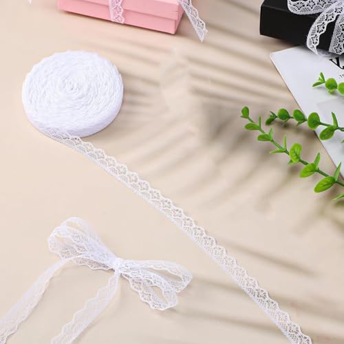 27M White Lace Ribbon Roll Vintage Pattern Sewing Crafts Laces Flower Fabric Lace Trim Roll for Dress Decor Wedding Decoration Bouquet & Gift DIY Packaging(30 Yards)