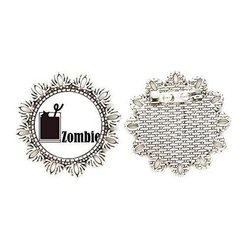 Broche de zombi con flor plateado para personalizar chaquetas vaqueras aburridas