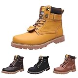 Botas de senderismo para hombre y mujer, impermeables, antideslizantes, anchas, ligeras, con cordones, cómodas, con cordones, botas ortopédicas para mujer, amarillo, 38 EU