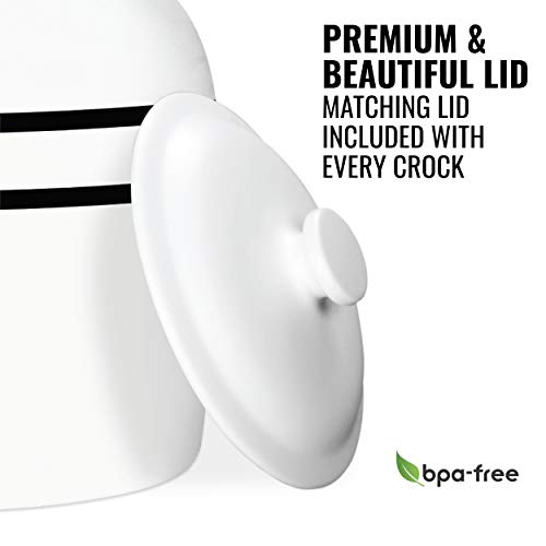 Image of Geo Sports Bottles Geo Sports Porcelain Ceramic Crock Water Dispenser, Stainless Steel Faucet, Valve and Lid Included. Fits 3 to 5 Gallon Jugs. BPA Free (Black Stripe)