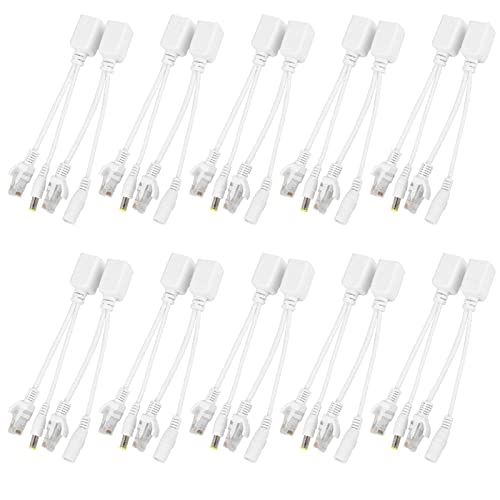 Adaptador de cable POE RJ45 10 pares para cámara IP, inyector divisor Power Over Ethernet con núcleo de cobre puro, kit DC 12V plug and play para sistemas de vigilancia miniatura 6