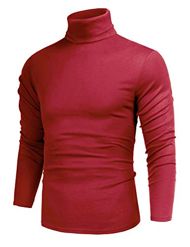 Image of Poriff Men's Casual Slim Fit Basic Tops Knitted Thermal Turtleneck Pullover Sweater