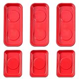 WXTOOLS 6 Pcs Red Magnet Tray (3.6" x 2.4" / 5.9" x 2.5" Square), Magnetic Dish Parts Tray Bolt Orga