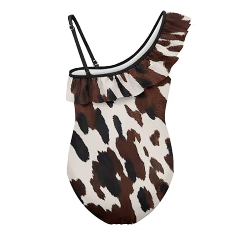 Girls One Piece Swimsuits Ruffle One Shoulder Toddler Bathing Suit Quick Dry Swimwear with Adjustable Strap 3-14Y2