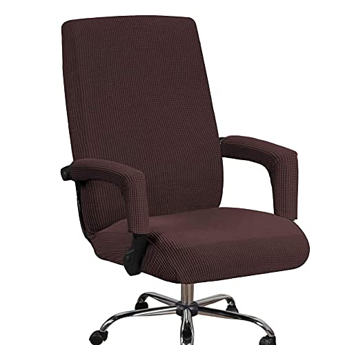 Bestenrose Housse de chaise de bureau pour l'assise,Housses de chaise élastiques avec accoudoir,Set pour chaise de bureau ou chaise d'ordinateur (X-Large, Marron) Cover