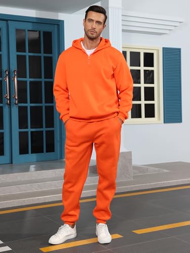 JIHUILAI Men Track Suits 2 Piece Set Quarter Zip Hoodie Sweatpants Jogging Suits Causal Athletic Men's Sweatsuits4