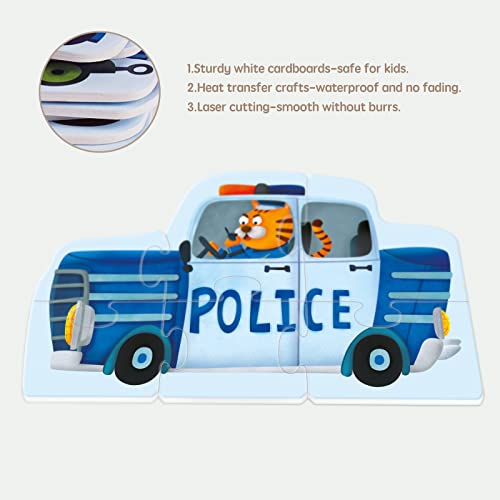 Image of TOI 6 Packs Large Piece Toddler Jigsaw Puzzles for Kids Ages 3-5 - Traffic | My First Puzzle, Animal Shaped Floor Puzzles for Beginner, Preschool Learning Game, Educational Activity for Boys Girls Gift