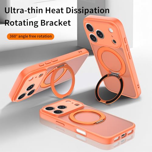 Image of Magnetic Case for iPhone 17 Pro With Magnetic Ring Stand, [Compatible with Magsafe] [Military Grade Drop Protection] Shockproof Phone Cover for iPhone 17 Pro Full Camera Protection 6.3 inch Orange