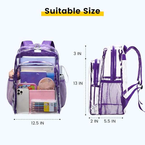 Image of Vorspack Clear Backpack for School, 16 inch Large Clear Bookbag | Lightweight See Through Backpacks for Girls and Boys, Reinforced Straps, Heavy Duty Transparent Clear Bag for Work Travel