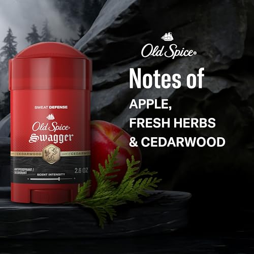Image of Old Spice Sweat Defense Antiperspirant & Deodorant for Men, 24 /7 Ultimate Sweat Protection, Long Lasting Scent, Soft Solid, Swagger with Cedarwood Scent, 2.6 oz (Pack of 2)
