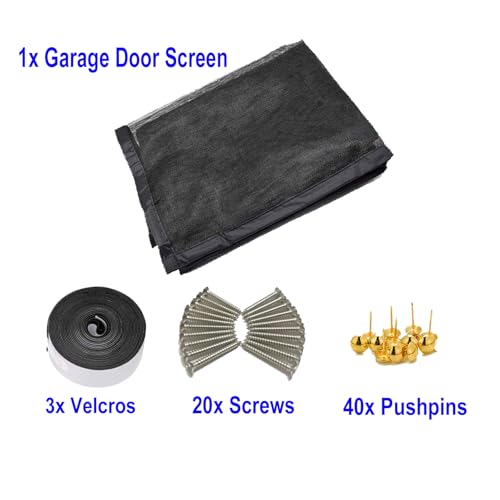 Image of Magnetic Garage Door Screen 16x12ft for 2 3 Car, Doors Durable Fiberglass Heavy Duty Mesh Magnetic Net, Pets Friendly Retractable for Carport Garage Patio Porch (Black, 16x12ft)