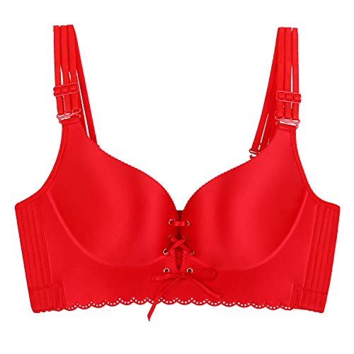 FEOYA Damen Push up BH Klassisch BHS V Ausschnitt Ohne Bügel Nahtlos Bra Bustier mit Schnürung Vorne Büstenhalter Sexy… – Bild 4
