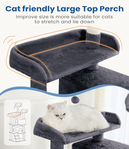 Torre para gatos multi-niveles 56 pulgadas gris oscuro miniatura 3
