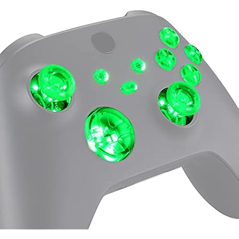 eXtremeRate Leuchttasten für Xbox Series X/S Controller,Tasten Knöpfe Buttons D-pad Thumbsticks ABXY-Menü-/Ansicht-Taste DTF LED Kit für Xbox Core X/S Controller-7 Farben 9 Modi-Leuchttasten Cover