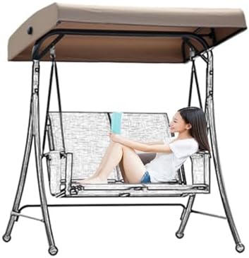 2-3 Seater Outdoor Porch Swing Replacement Canopy - UV Waterproof Shade Cover for Garden, Patio, Yard, Porch - Fits 61" W x 49" D Swing (2-Seater)