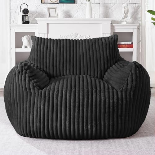 HABUTWAY Comfy Floor Sofa Giant Plush Reading Chair Indoor Cozy Couch with Armrests Oversized Couch Upholstered Boneless Sofa Portable Cloud Couch Accent Chair for Living Room, Bedroom (Black)