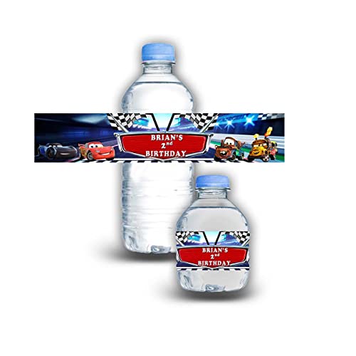 Kids Bottle Water Waterproof Stickers - Customizable - 12Pack (Cars)