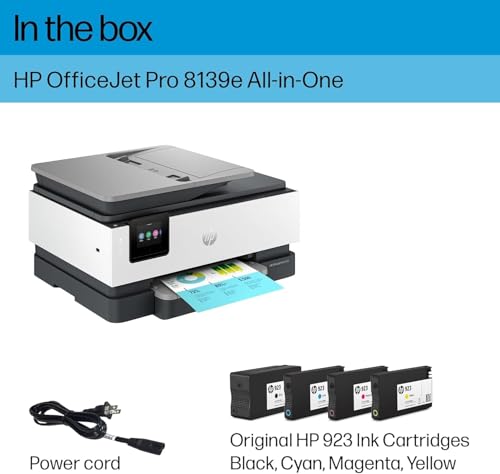 hp officejet pro 8139e wireless all-in-one color inkjet printer print scan copy fax adf duplex printing best-for-home office 1 year of instant ink included renewed premium