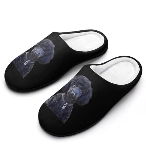 Black Poodle Pet Dog Plush Slippers Anti-slip Footwear Cotton House Shoes for Men Indoor Outdoor