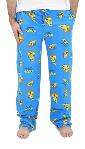 Disney Toy Story Pizza Planet Aliens PJ Pants Pajamas for Men - Elastic Waist, Pockets, Button Fly - Blue, Small