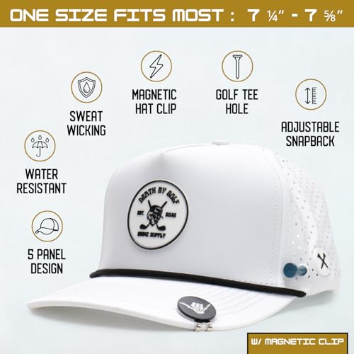Image of BRIMZ Golf Performance Hat - Tee Holder & Magnetic Ball Marker - Breathable, Sweat & Water Resistant Golfing Snapback Hat