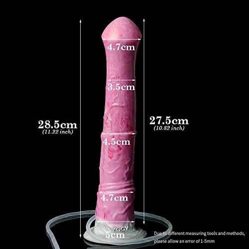 Jixaxe Super lange dierendildo anale dildo's realistische paard ejaculatie dildo met zuignap spray squirting penis anale pluggen siliconen meerdere kleuren anaal seksspeeltje voor mannen vrouwen (rood-grijs) - Afbeelding 3