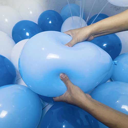 Image of 300 Pack Blue and White Balloons 100 of each of the 3 colors 12 inch White Blue Light Blue Latex Party Balloon Bulk for Various Party Events Decorations