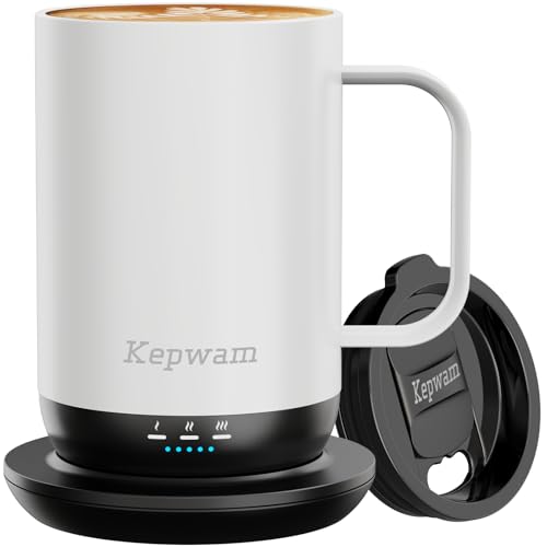 Kepwam Self-Heating Coffee Mug T1, 16oz Rechargeable Heated Coffee Mug, Smart Coffee Warmer Mug with App-Controlled,Advanced Temperature-Controlled Heating Coffee Gifts for Women Men Coffee Lover