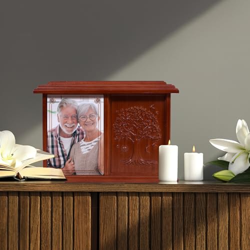 Double Urn for 2 Adults, Urns for Ashes for Man Women, Tree of Life Cremation Urns for Human Ashes Two Person Adult Female Male, Wooden Companion Urns Large Box Holds 4 x 6 inch Photo by Niyanghome - Image 7