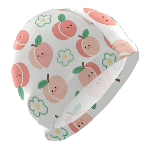 susiyo Cartoon Peach and Flowers Mens Swim Caps Polyester Swimming Hat for Adult and Youth