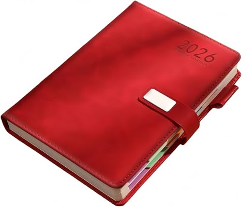 Gamire スケジュール帳 A5 日記帳 日程本 2026年 1月始まり12月まで日 365日手帳 家計簿 ビジネス ノート 月インデックス 磁気吸着 PUレザー 防水防汚機能 多機能 毎日計画本 年度収支 アドレス帳 納付記録 月計画 週のまとめな オ