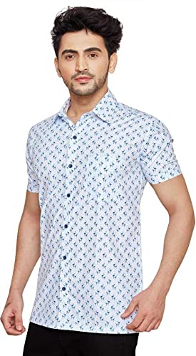 GLOBALRANG Go Stylish Men's Half Sleeve Regular Fit Casual Printed Shirt with Spread Collar