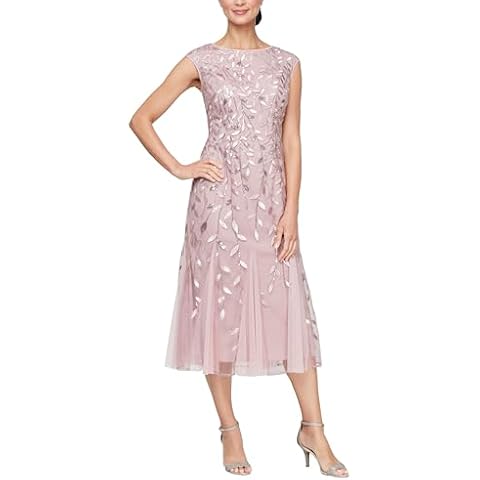 Alex Evenings Embroidered Cocktail Dress, Rose Cover