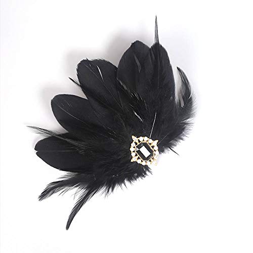 Pinza para cabello estilo años 20 con plumas negras y cristales miniatura 6