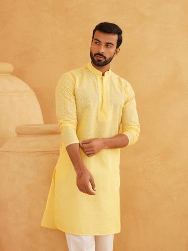 Image of Sojanya (Since 1958 Motifs Embroidered Thread Work Pure Cotton Straight Kurta With Churidar