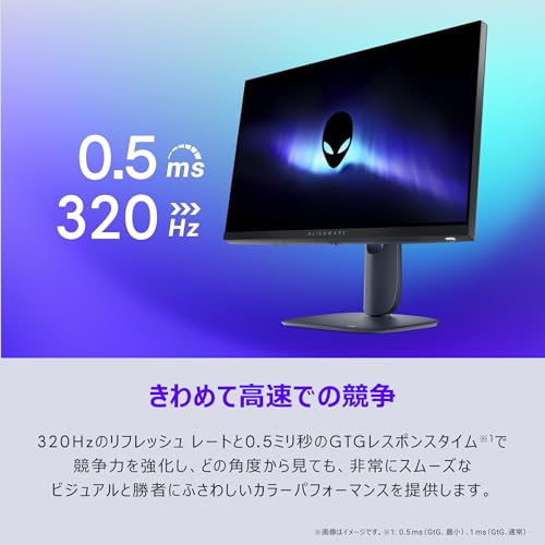 undefined 【Amazon.co.jp限定】Dell AW2525HM-A 24.5インチ Alienware ゲーミングモニター(無輝点5年保証/FHD/IPS,非光沢/DP 1.4×1,HDMI×2/sRGB 99%/縦横回転,高さ調整/0.5ms,320Hz(DP),255Hz(HDMI)/ G-SYNC Compatible,AMD FreeSync Premium) の商品画像 2