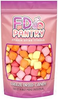 Freeze Dried Fruit Bursts Candy - Mini Original Hard Candy Mix 5oz Treat Snack Gift Bag Cherry, Strawberry, Lemon, Orange Candies Freeze-Dried Candies