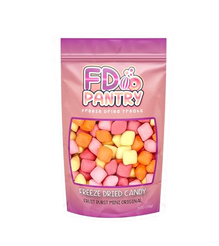 Freeze Dried Fruit Bursts Candy - Mini Original Hard Candy Mix 5oz Treat Snack Gift Bag Cherry, Strawberry, Lemon, Orange Candies Freeze-Dried Candies
