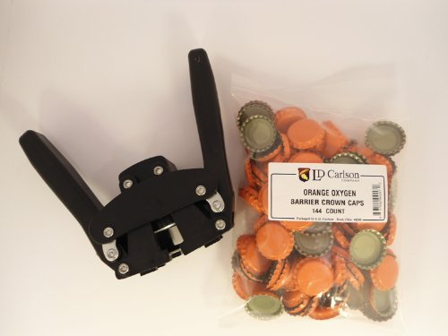 Black Beauty Bottle Capper with Orange Oxygen Barrier Crown Caps-144