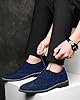Mens Suede Brogues Formal Shoes Elegant Wedding Shoe Leather Lace-ups Classic Oxfords Soft Stacked Heeled Office Shoes Suede Blue 8UK #2