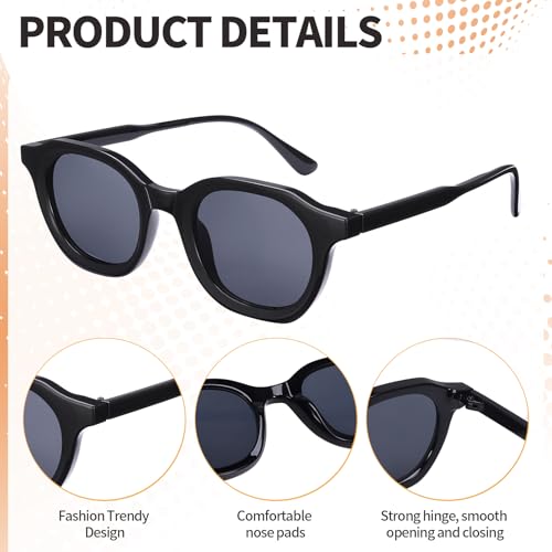 Retro 70S Vintage Sunglasses Unisex 2 Pairs Lightweight Small Round Orange Gray Tinted Trendy Sun Glasses for Women Men3